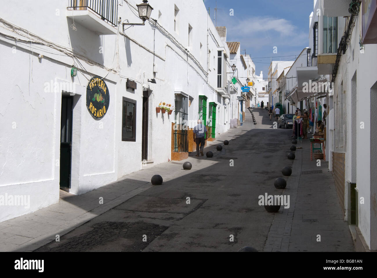 A street in the old town, Conil de la Frontera, Spain Stock Photo
