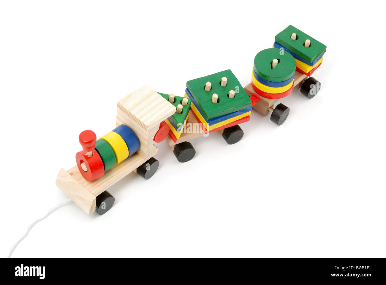 Children's toy. A steam locomotive isolated on a white background Stock ...