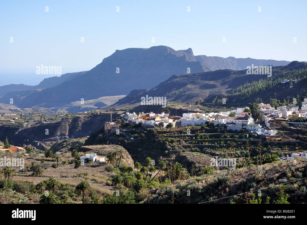 View of town, San Bartolome de Tirajana, San Bartolome de Tirajana Municipality, Gran Canaria, Canary Islands, Spain Stock Photo