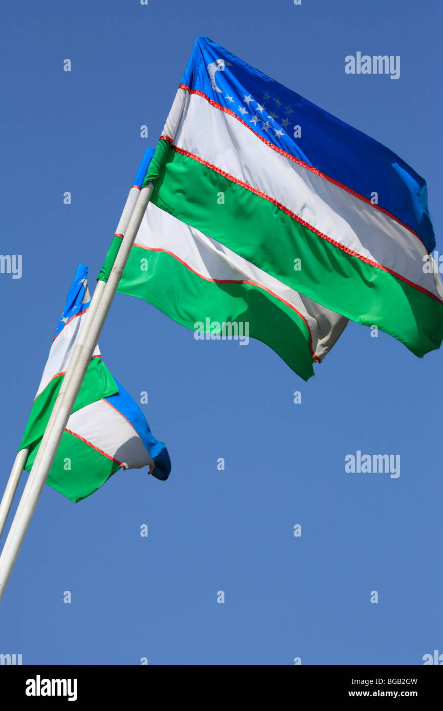 Uzbekistan national flags, Tashkent, Uzbekistan Stock Photo - Alamy
