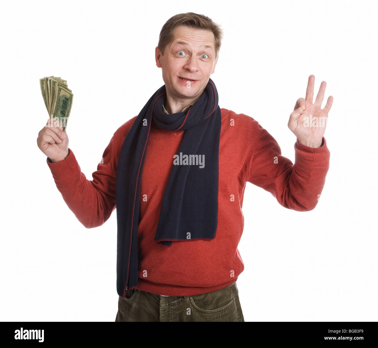 Lucky man on a white background Stock Photo - Alamy