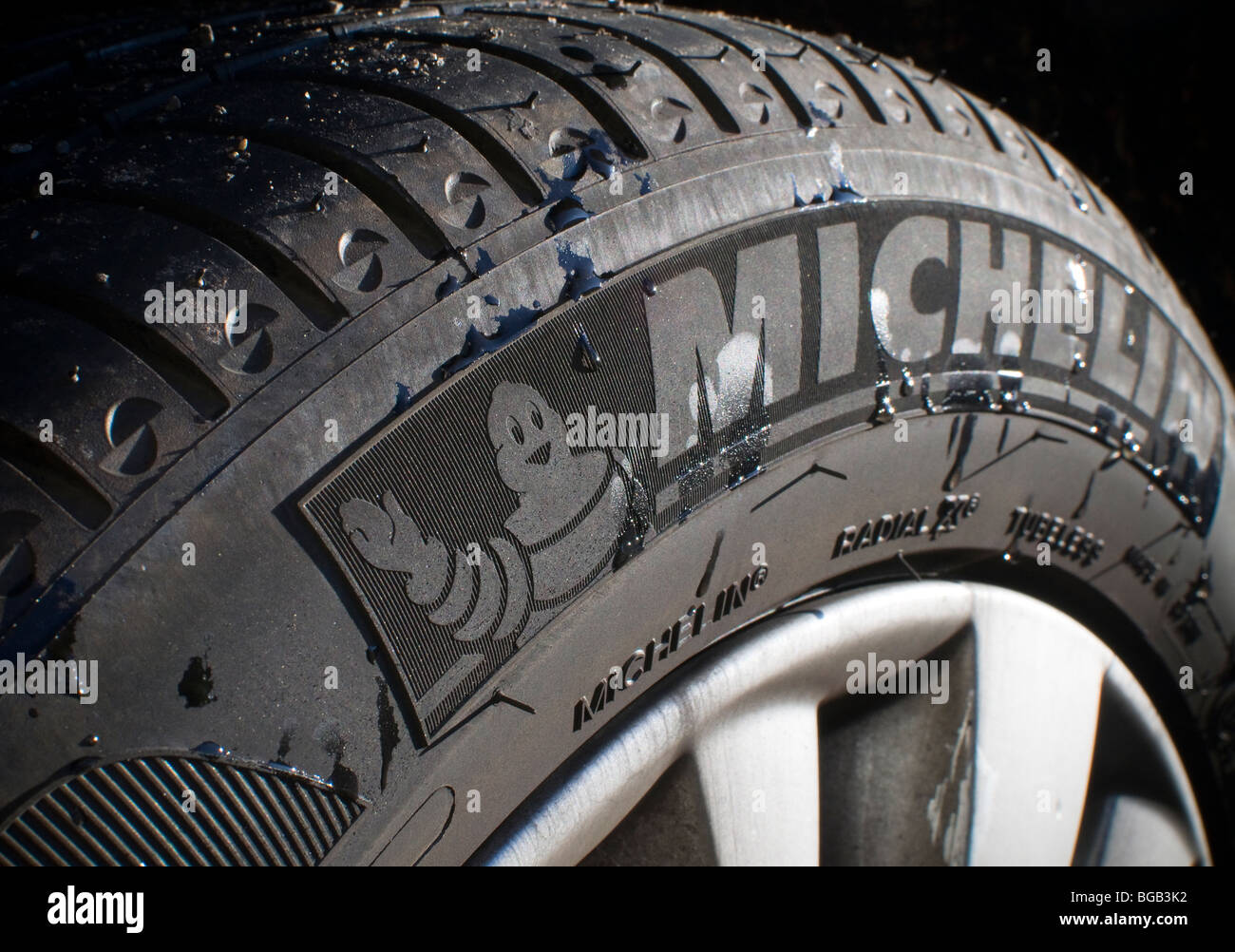 Michelin Tyre With Michelin Man Stock Photo Alamy