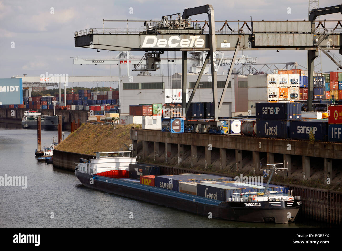 Biggest inland port in the world, in Duisburg, Germany, at river Rhine. Industrial port for all