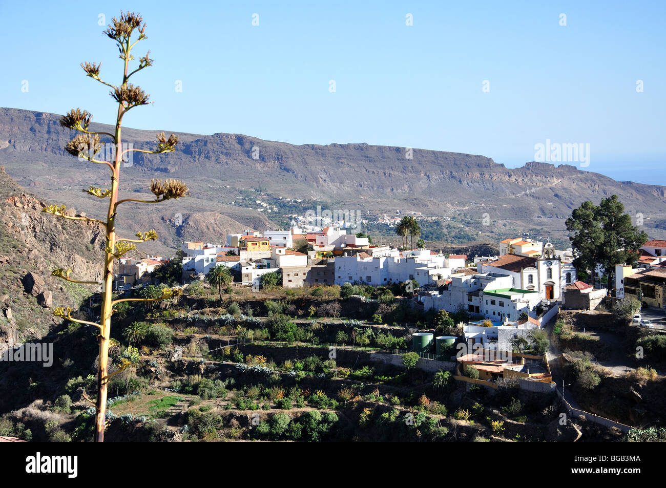 View of town, San Bartolome de Tirajana, San Bartolome de Tirajana Municipality, Gran Canaria, Canary Islands, Spain Stock Photo
