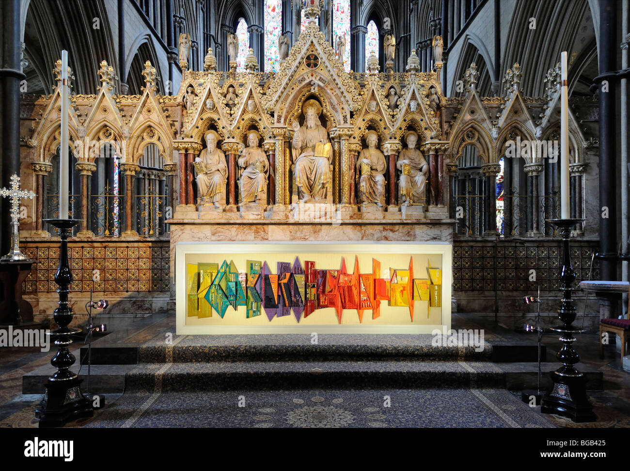 The altar in Worcester Cathedral, Worcester, Worcestershire, England, UK (editorial only). Stock Photo