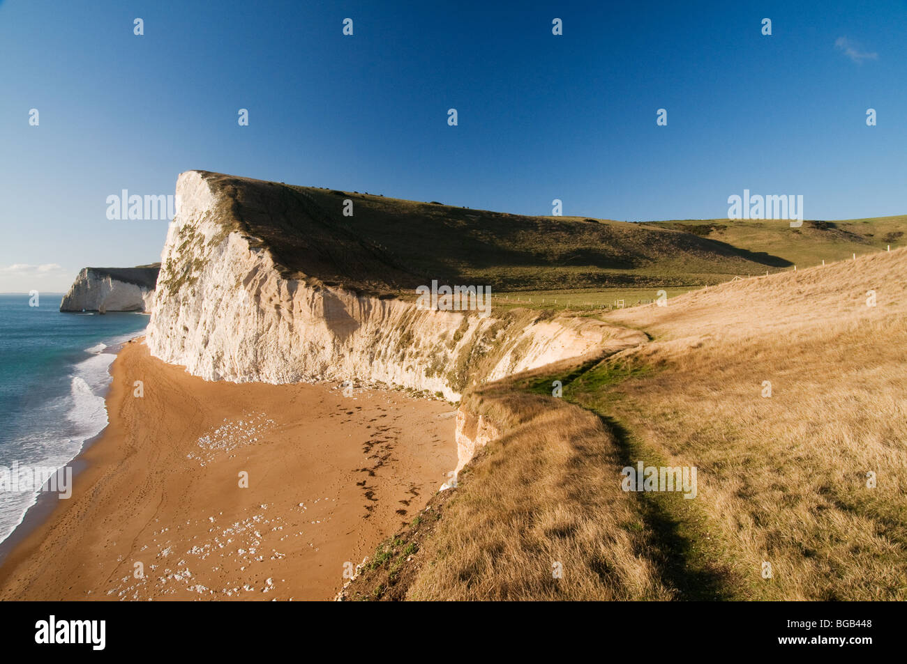 Chalk cliffs of Bat's Head near Durdle Door Dorset Stock Photo