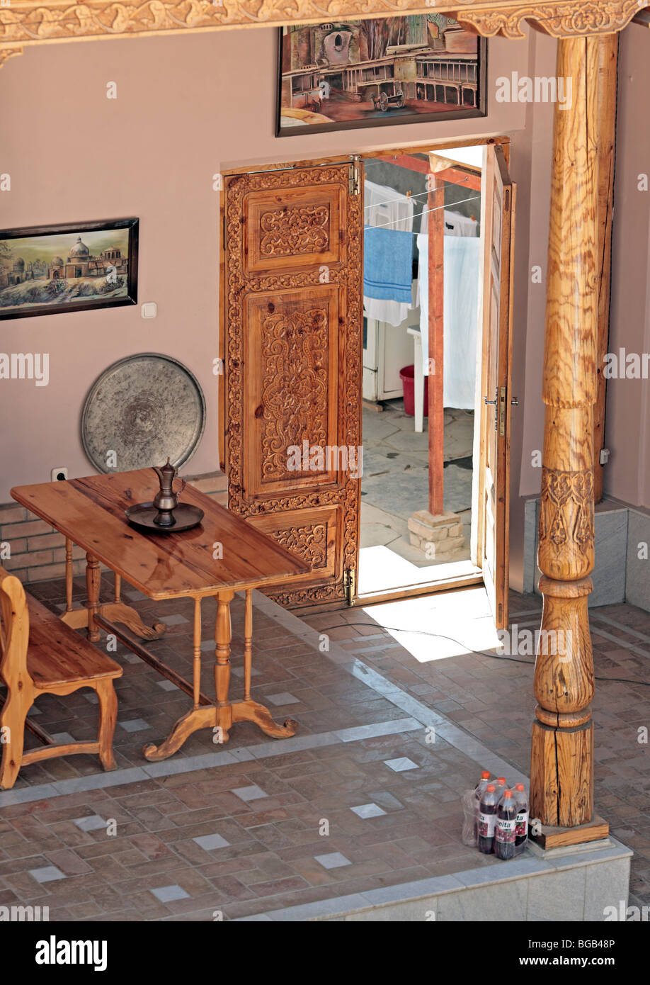 Interior of traditional restaurant, Samarkand, Uzbekistan Stock Photo