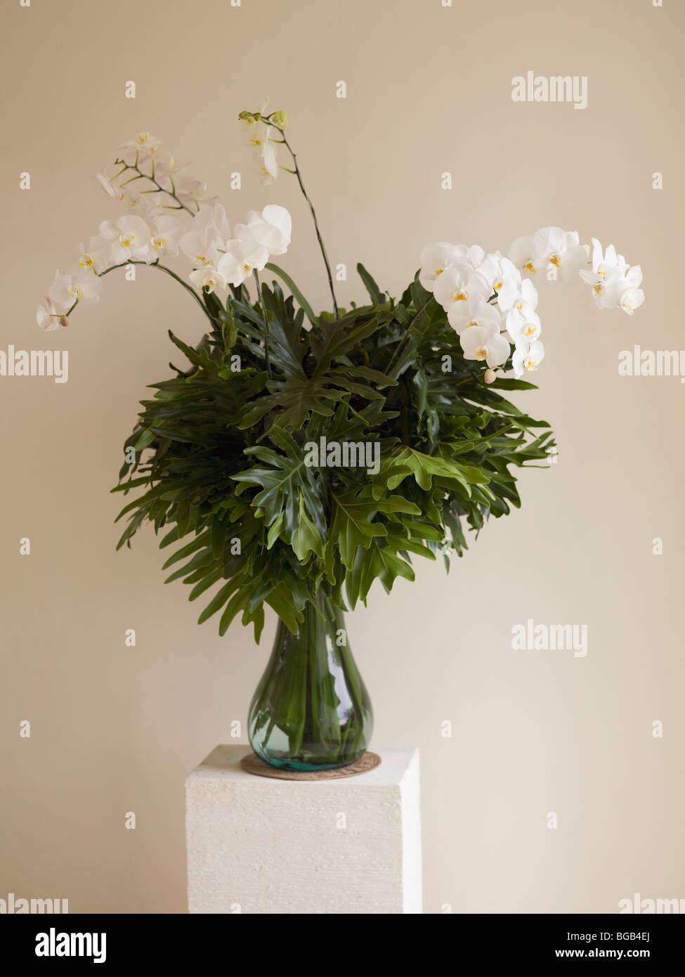 Flowers; Vase With Greenery And Flowers Stock Photo Alamy