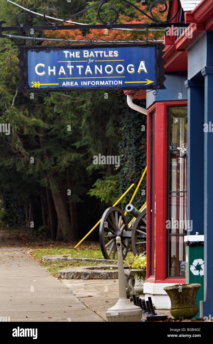 Battles for Chattanooga Sign at Point Park on Lookout Mountain in Chattanooga, Tennessee Stock Photo