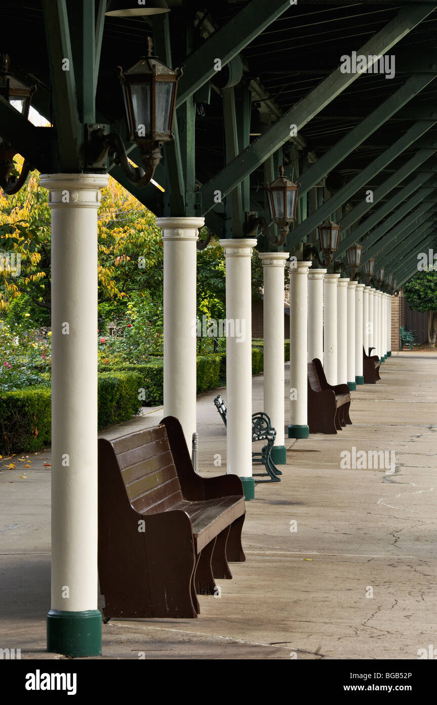 Columns and Benches at the Station for the Chattanooga Choo Choo in Chattanooga, Tennessee Stock Photo