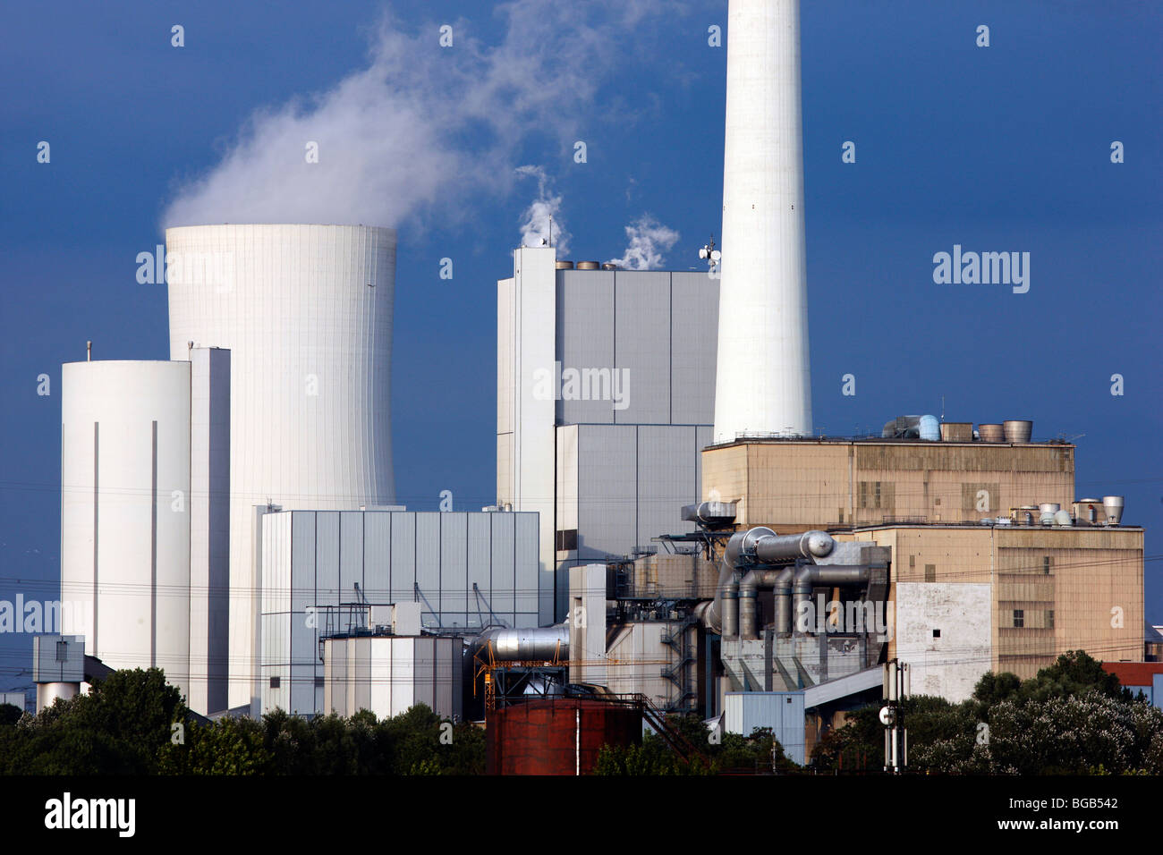 Powerhouse, big power station run with coal to generate electricity. Stock Photo