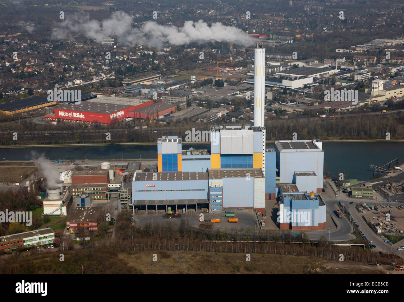 incinerator, refuse destructor, Rhein-Herne Canal, Germany, Europe. Stock Photo
