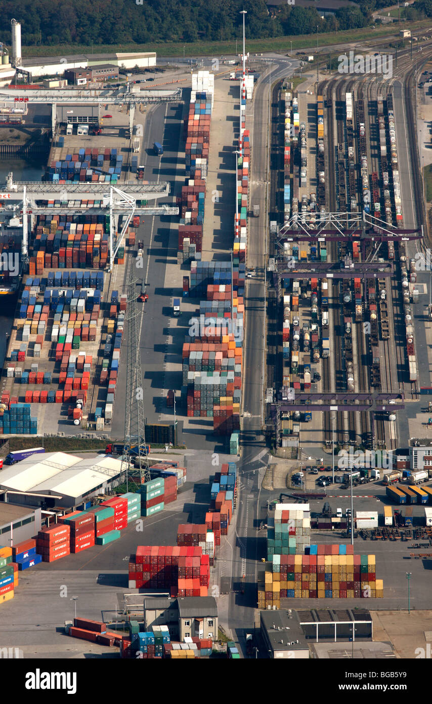 Biggest inland port in the world, in Duisburg, Germany, at river Rhine. Industrial port for all