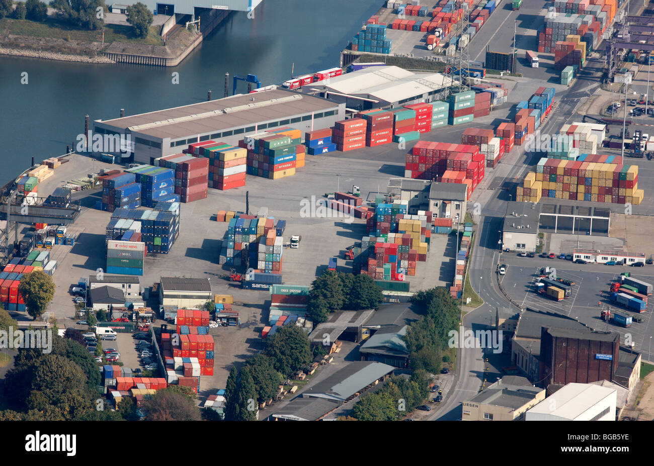Biggest inland port in the world, in Duisburg, Germany, at river Rhine. Industrial port for all