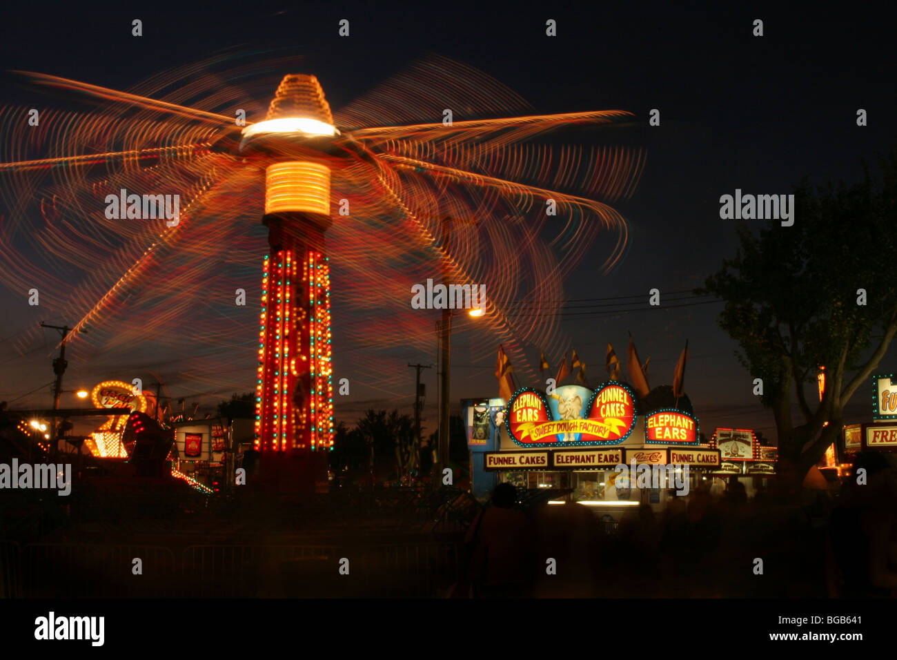 Carnival Rides at Dusk. Canfield Fair. Mahoning County Fair. Canfield