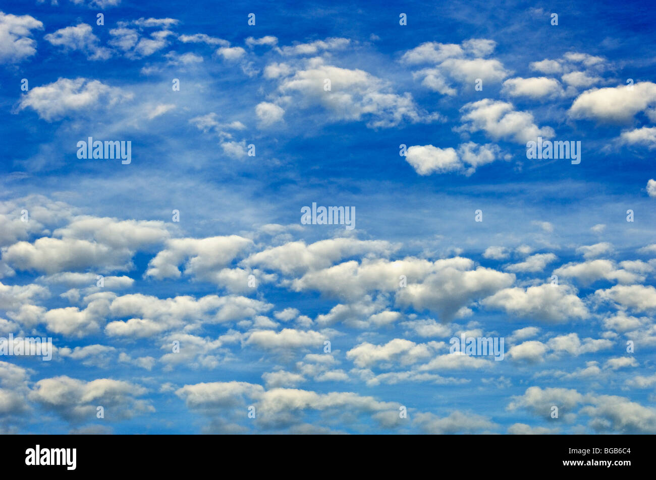 White Cumulus Clouds in a Blue Sky Stock Photo
