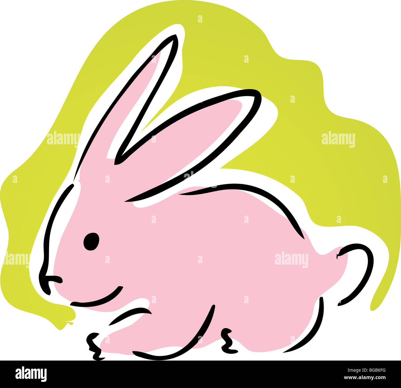 Cute retro cartoon illustration of a pink bunny rabbit Stock Photo - Alamy