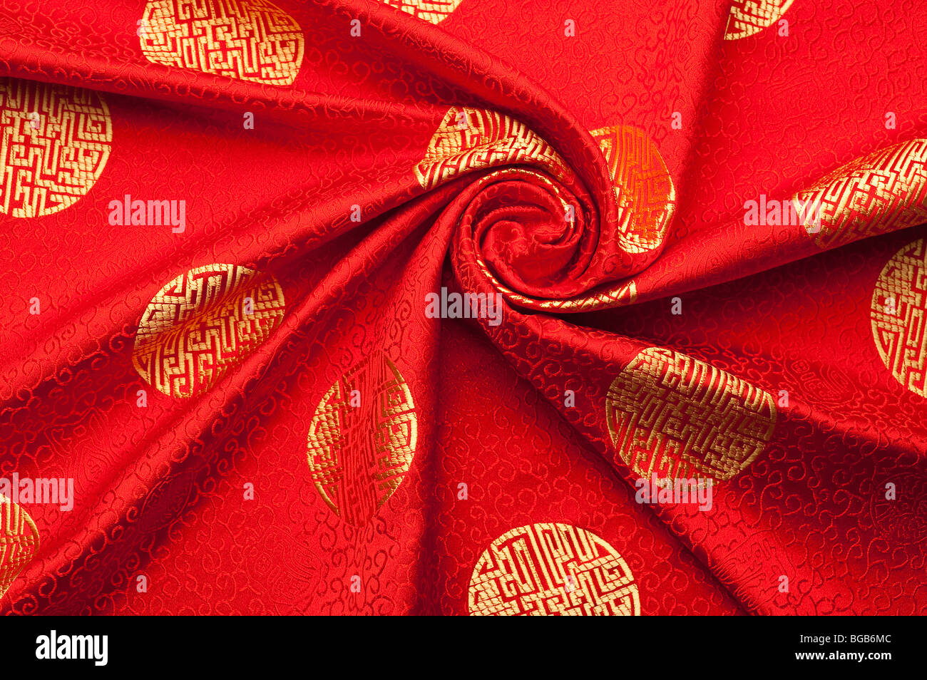 Close-up of red textile with lucky pattern of Chinese style Stock Photo