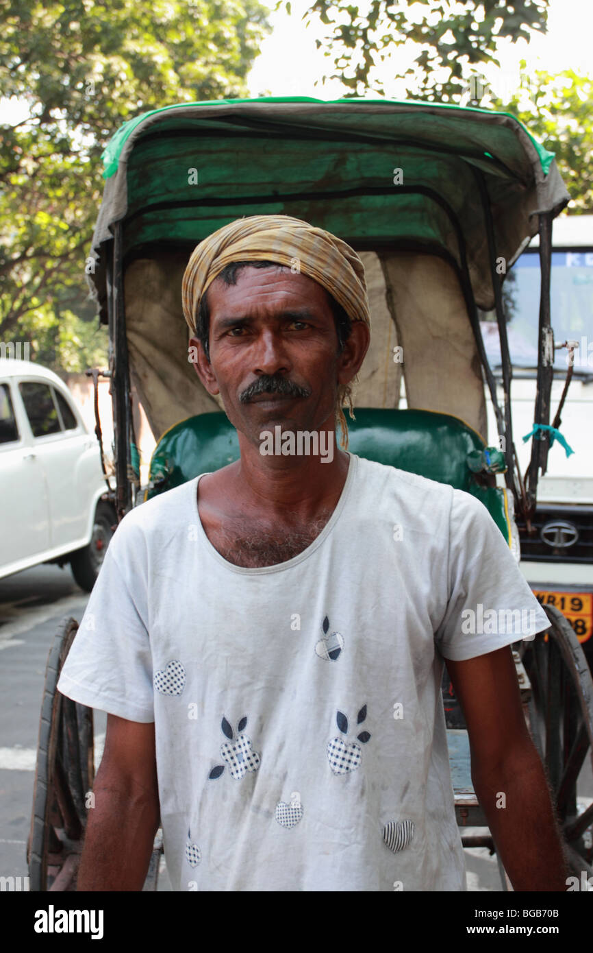 Rickshaw driver, Kolkata, India Stock Photo