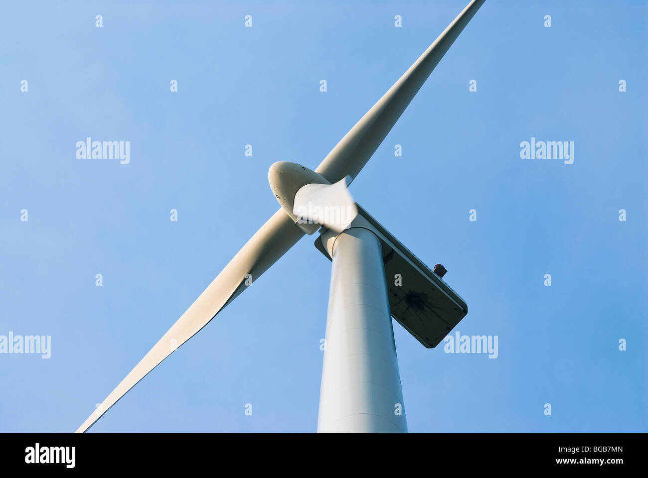 Close-up of a wind turbine on a wind farm, Alberta, Canada Stock Photo
