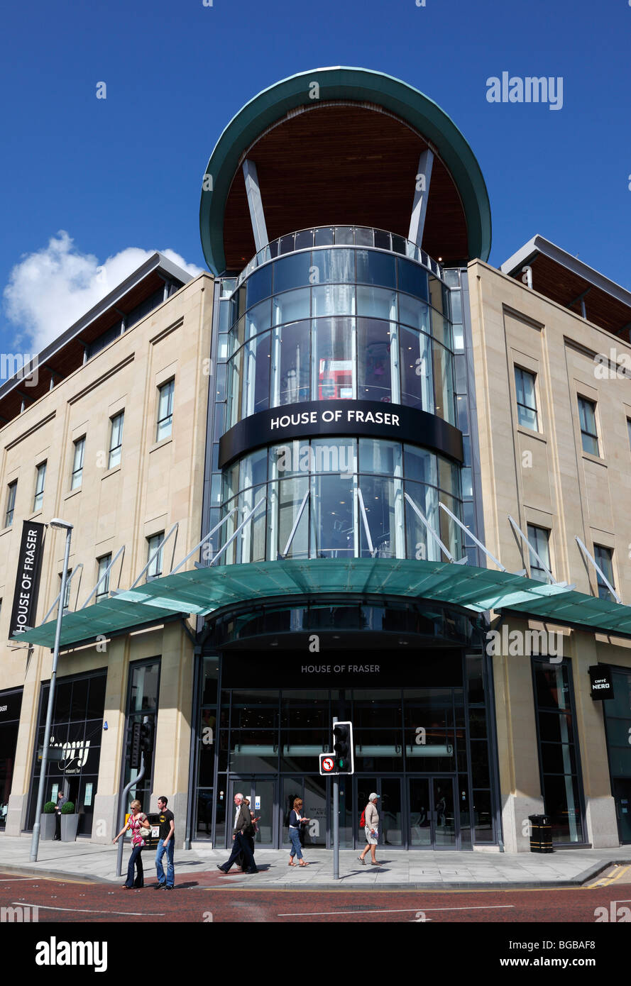 Ireland Northern Belfast Victoria Square Entrance to the House of Fraser department store. Stock Photo