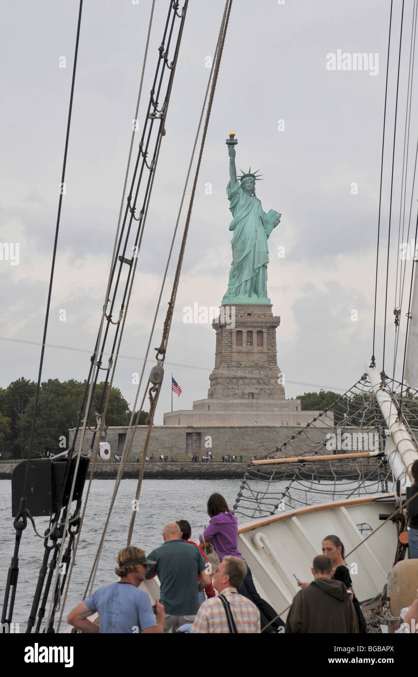 Statue of Liberty in New York harbor, seen from a sight seeing boat