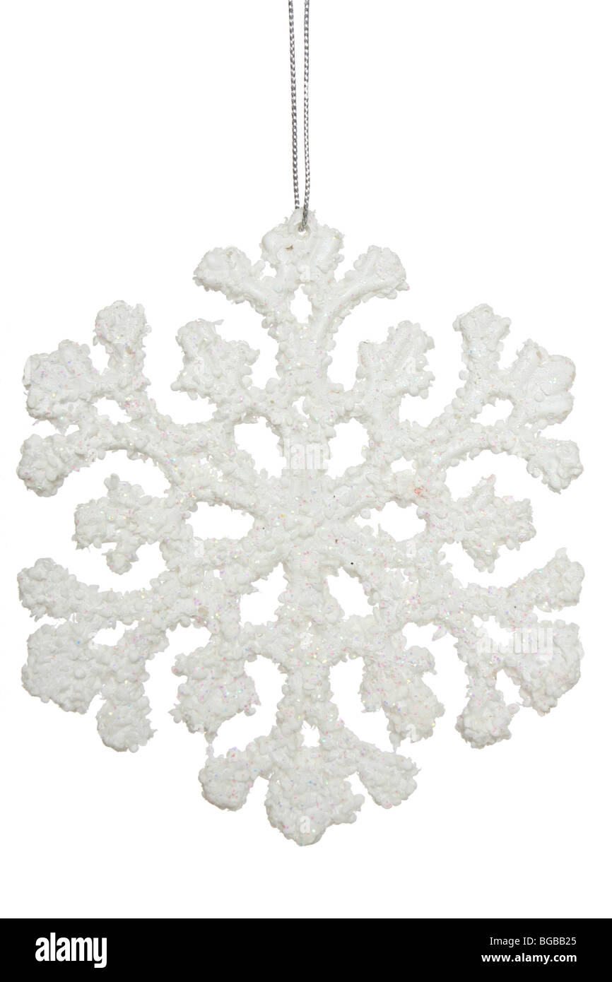 Snowflake christmas decoration isolated on white Stock Photo