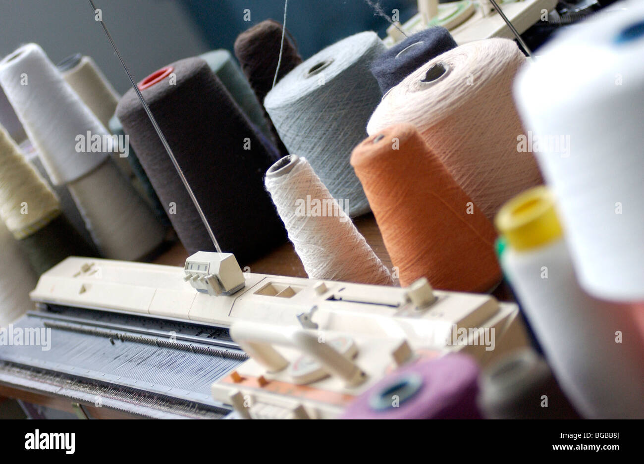 Royalty free photograph of dress makers cotton reels in rag trade London UK Stock Photo