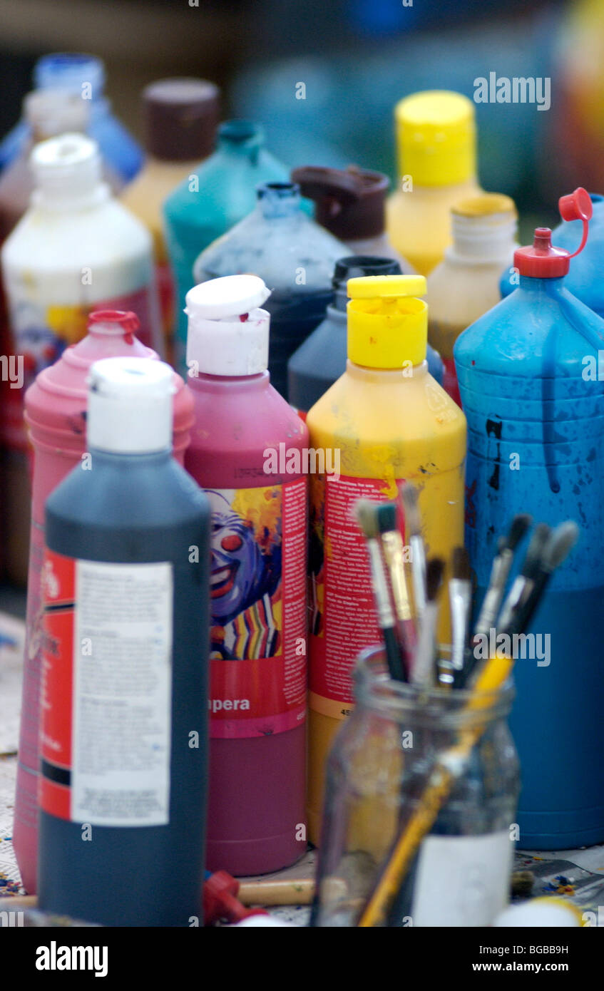 Royalty free photograph of paint pots education evening classes UK