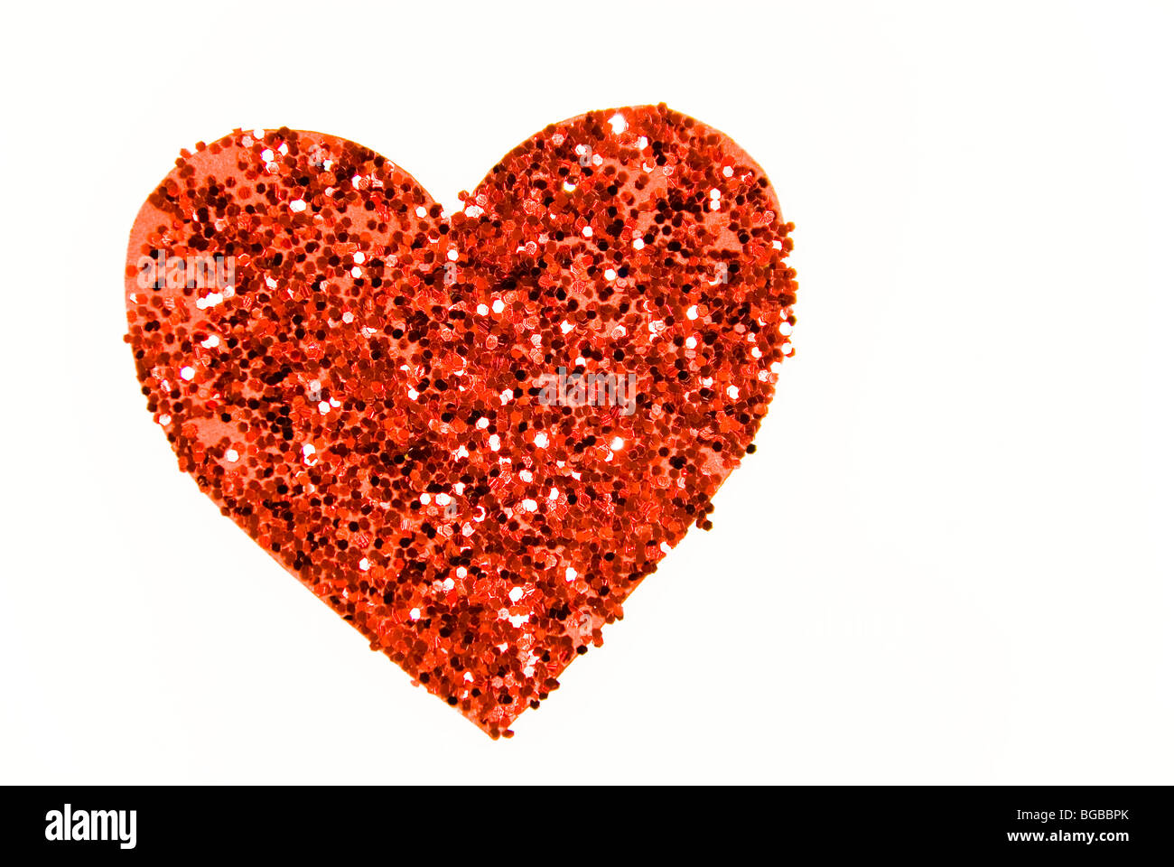 One Sparkling Glitter Red Love Heart Isolated On A White Background