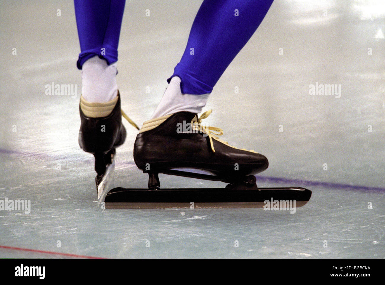 Speed skater at start of a race Stock Photo - Alamy