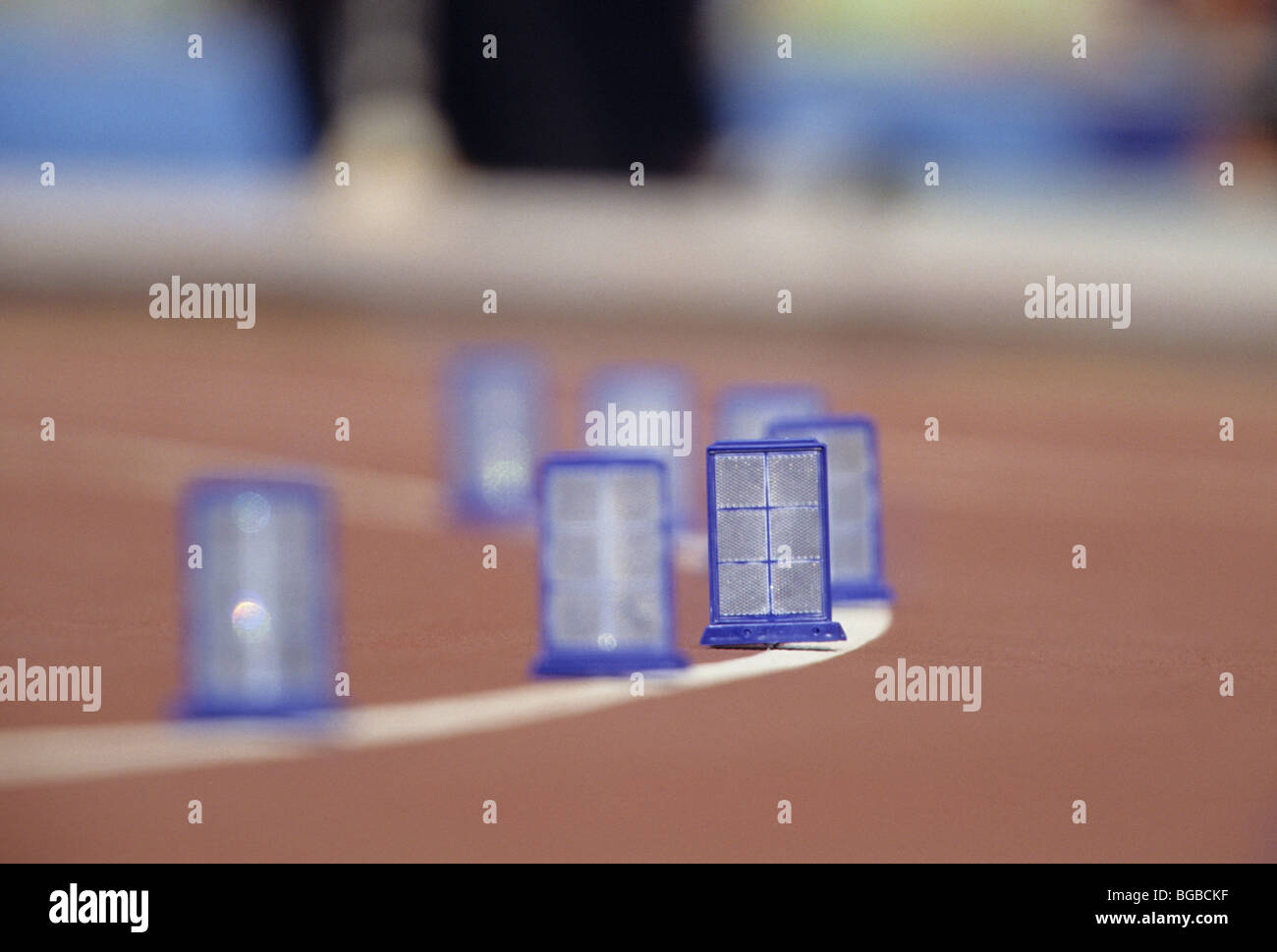 Lane markers on a a running track Stock Photo Alamy