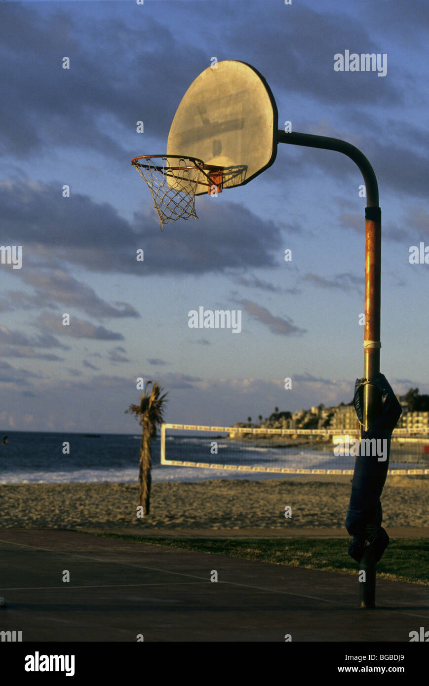 Outdoor basketball hoop on a beach Stock Photo Alamy