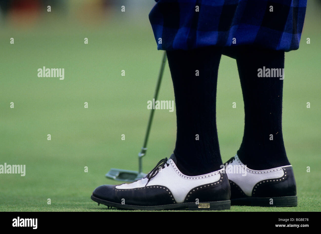 Close up of a golfers plus fours and traditional golf shoes Stock Photo