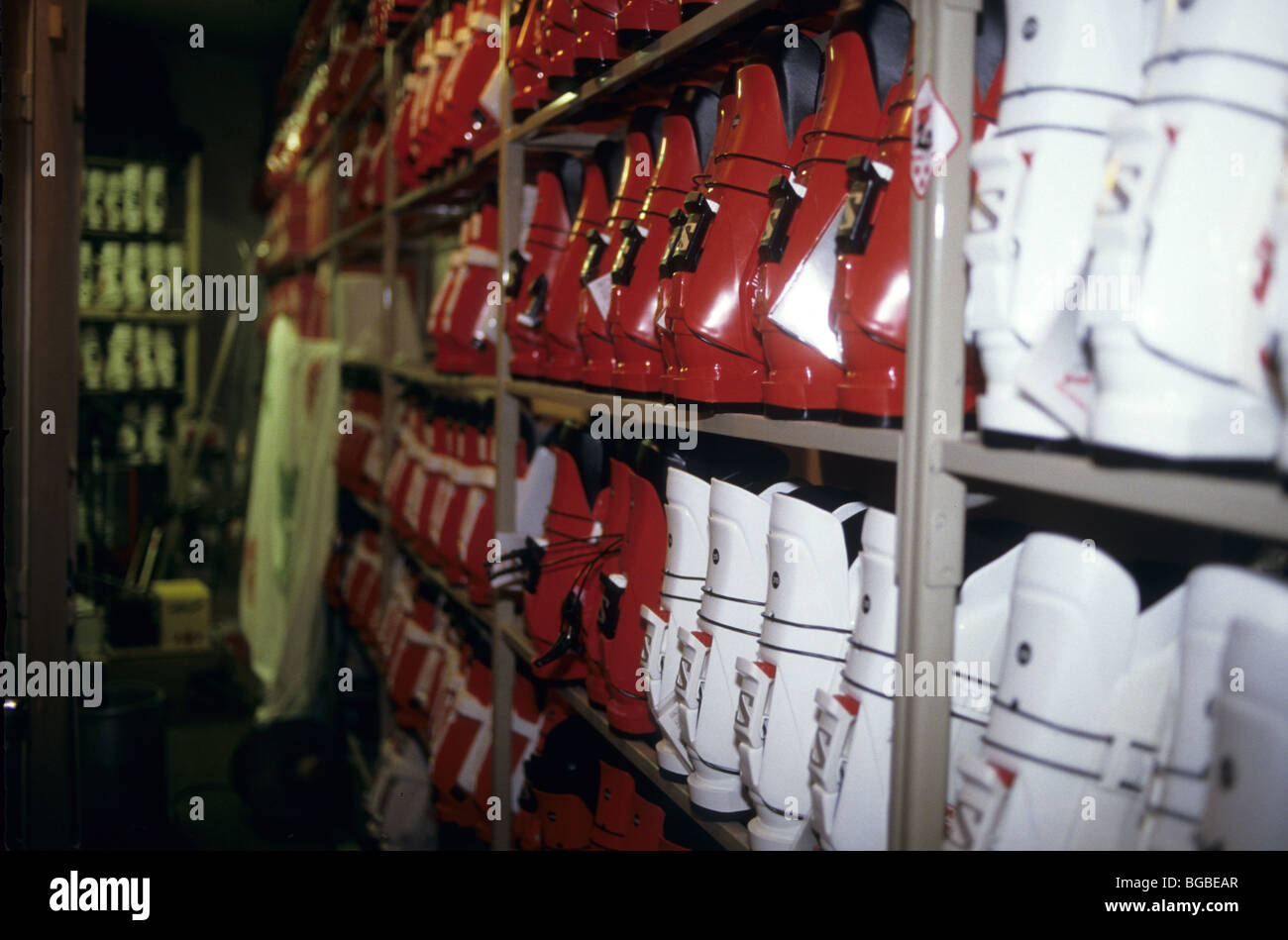 Ski boot storage Stock Photo Alamy