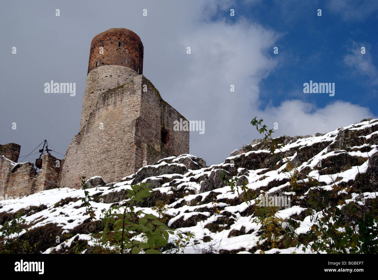 Ruins of Checiny castle Stock Photo - Alamy