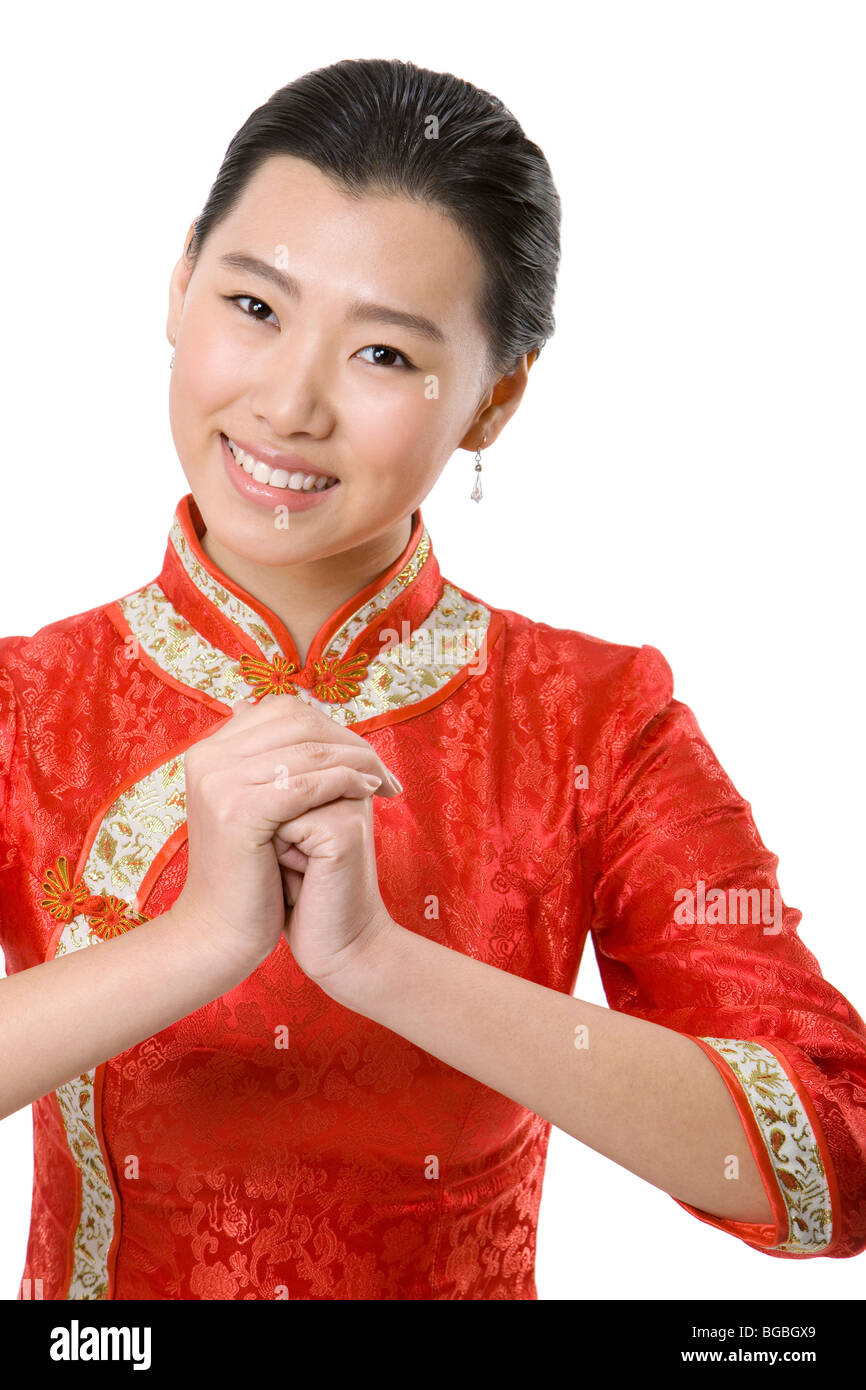 Waitress Conveying Best Wishes Stock Photo - Alamy