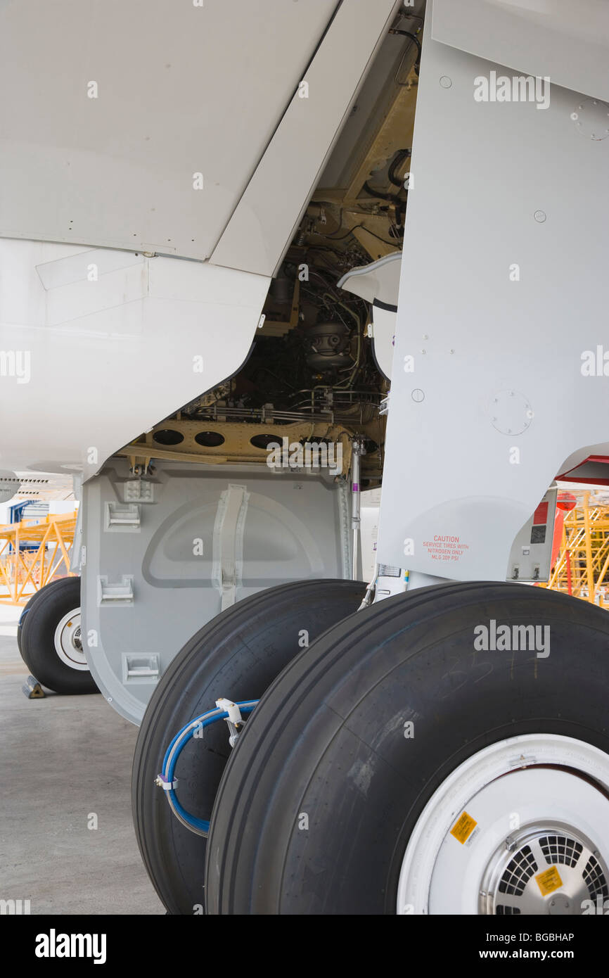 Airbus 320 landing gear, close up Stock Photo