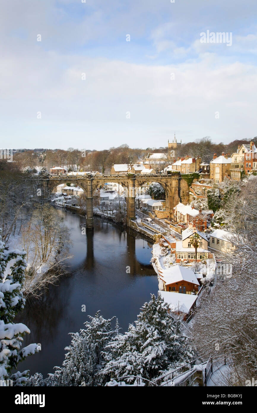 Viaduct and The Nidd in Winter Knaresborough North Yorkshire England Stock Photo