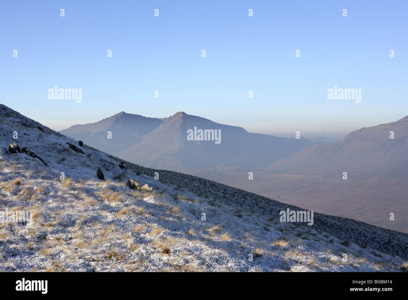 Looking across to Snowdon from the ridge of Moel Siabod Stock Photo