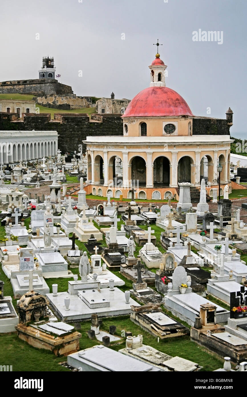 The cemetery at El Morro in Old San Juan Puerto Rico Stock Photo