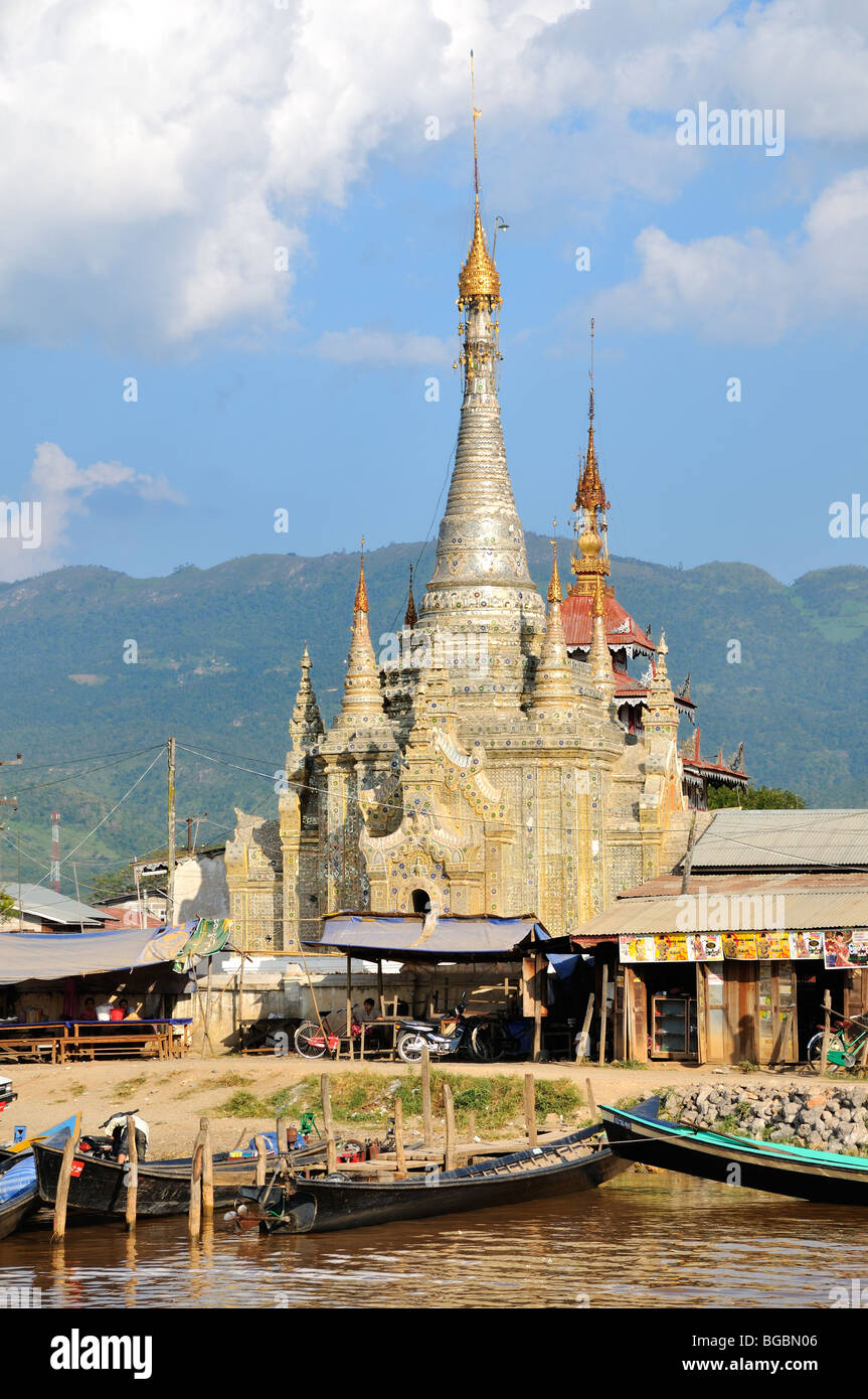 Mirror Pagoda, Nyaungshwe, Inle Lake, Shan State, Burma, Myanmar Stock Photo