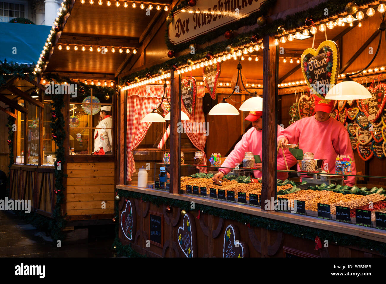 German Christmas Market in Millennium Square Leeds Yorkshire England