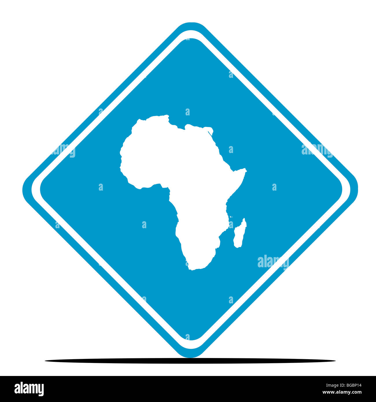 Africa continent road sign isolated on white background. Stock Photo