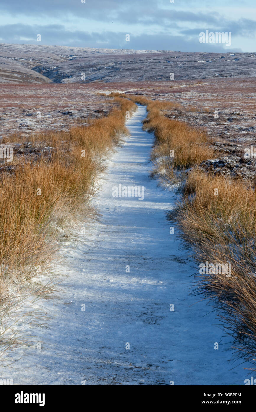 Pennine Way crossing Bleaklow, Derbyshire, near the A57, Snake Pass Stock Photo