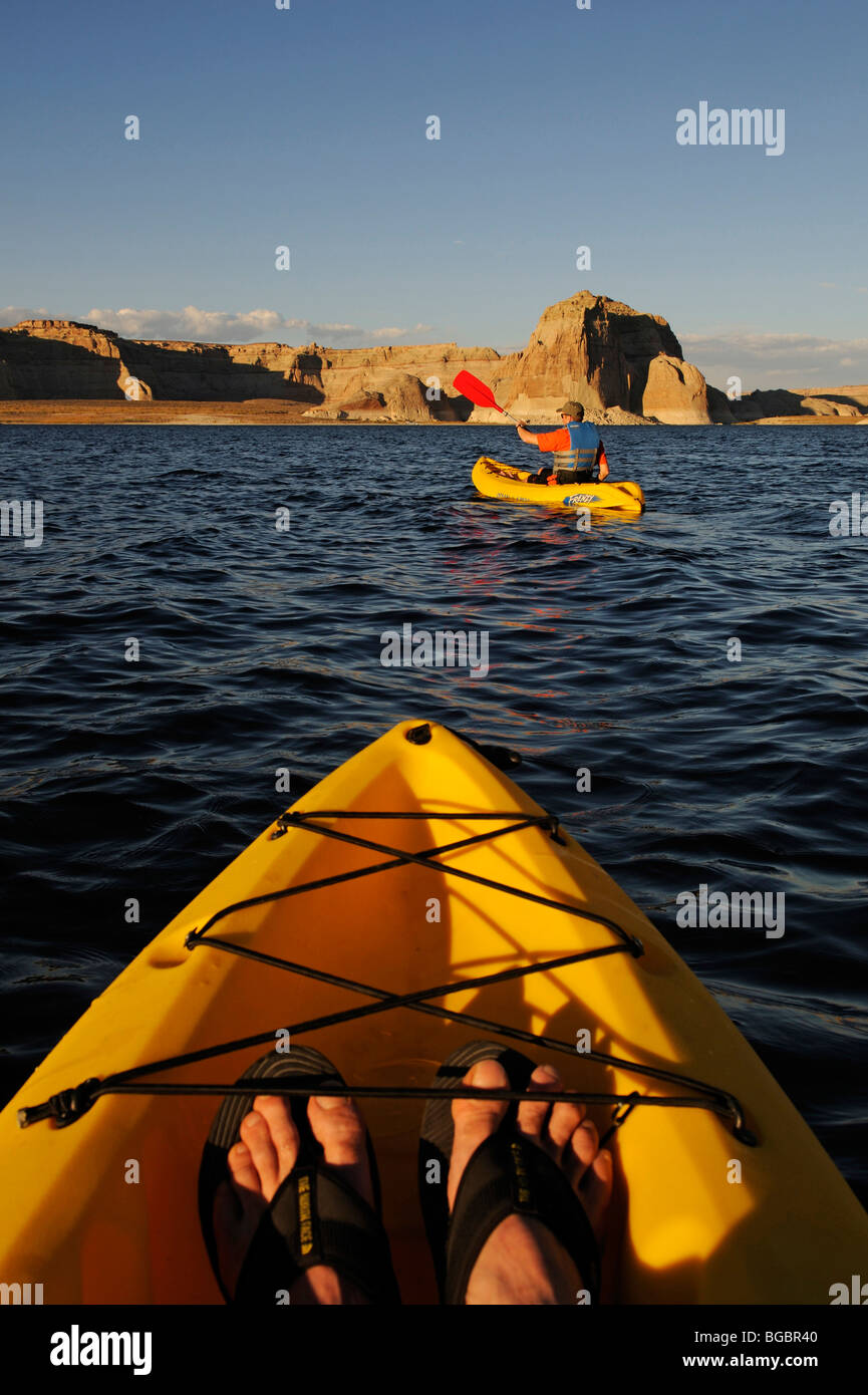 Kayakers, Lake Powell, Glen Canyon, Arizona, United States Stock Photo