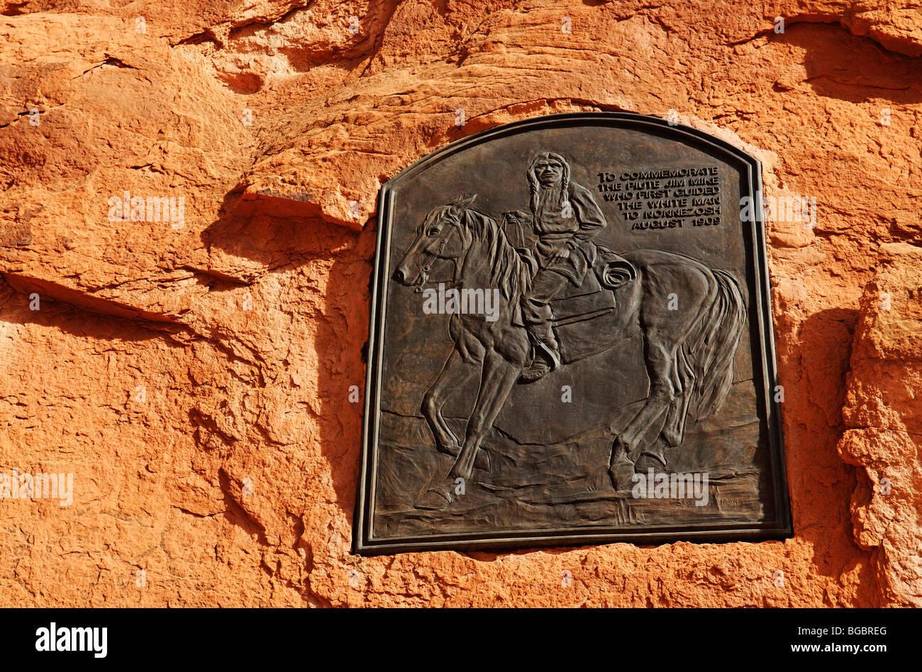 Honor plaque, Paiute tribe, Native Americans, Lake Powell, Glen Canyon, Arizona, United States Stock Photo