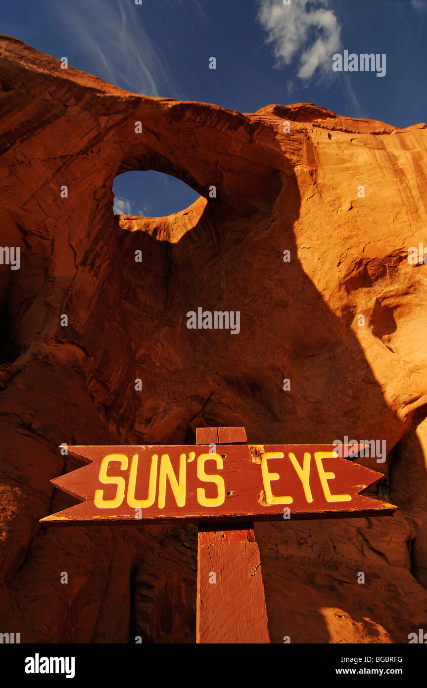 Sun's Eye, Monument Valley, Navajo Tribal Lands, Utah Stock Photo