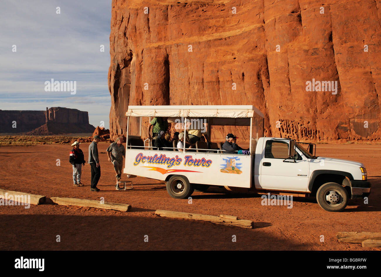 Round tour in Monument Valley, Sun's Eye, Navajo Tribal Lands, Utah Stock Photo