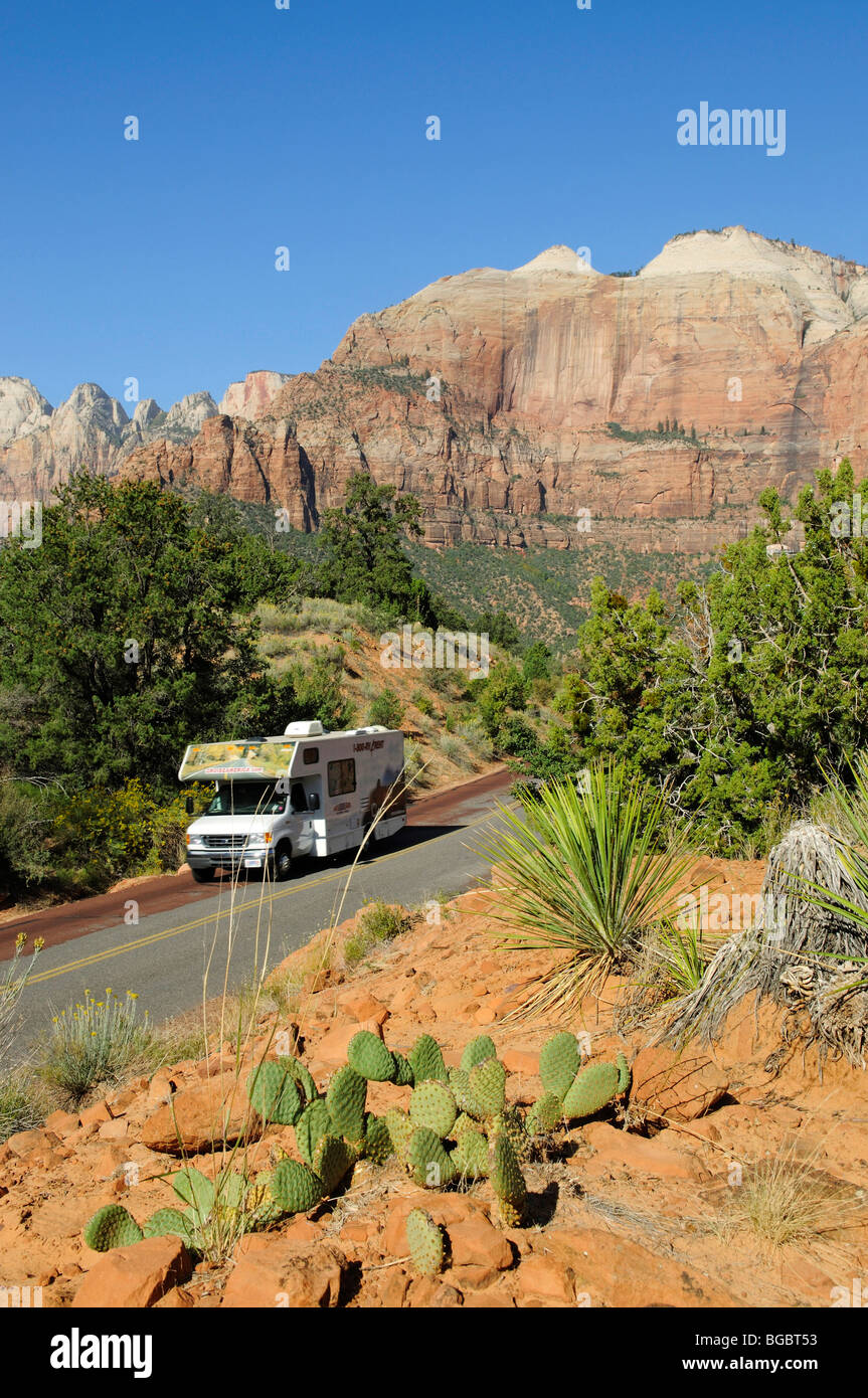 Camper at the West Temple Mount, Zion National Park, Utah, USA Stock Photo Alamy